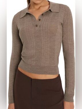 Reformation Hermia Regenerative Merino Polo Merino Wool Medium Semi-Cropped M